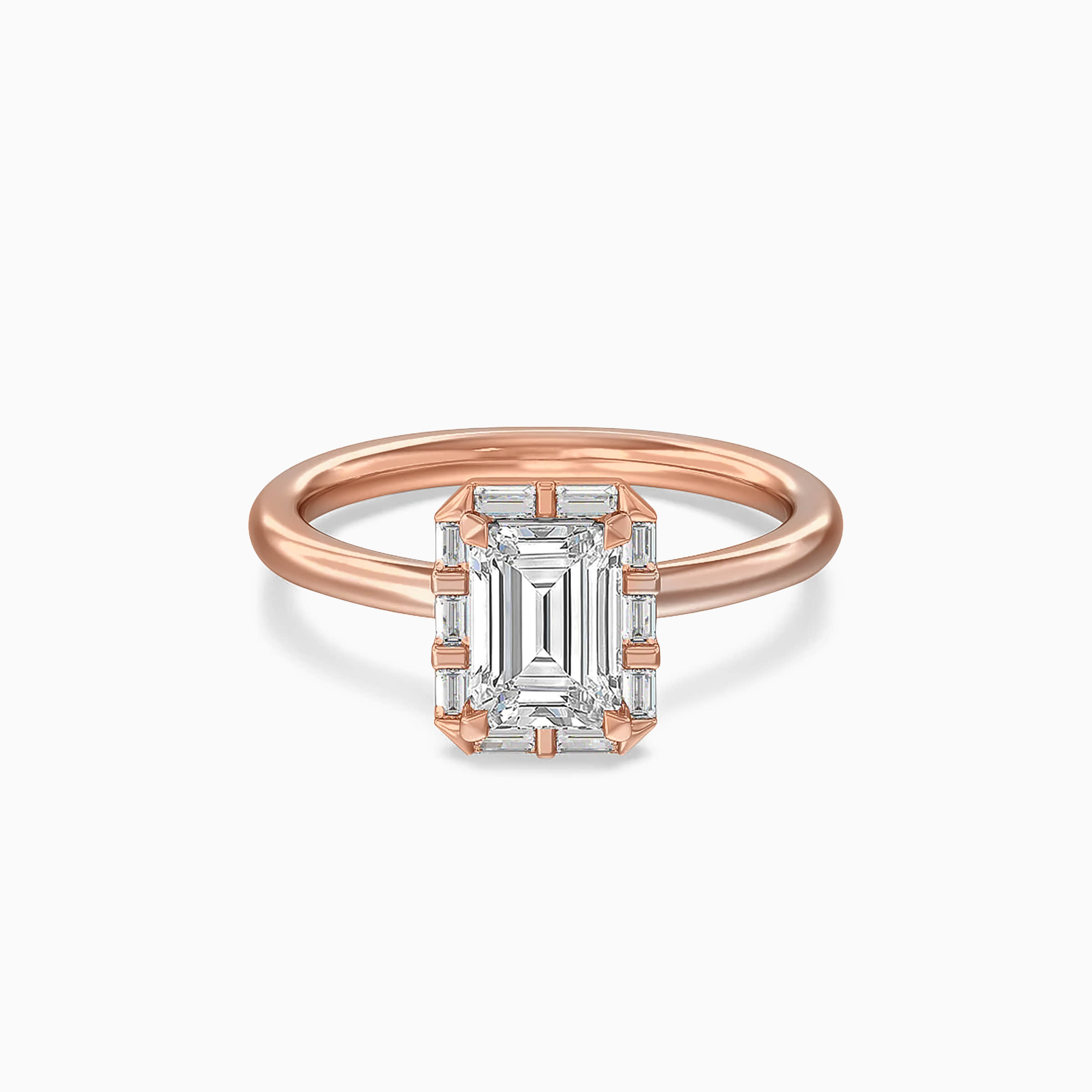 Darry Ring emerald cut halo engagement ring rose gold