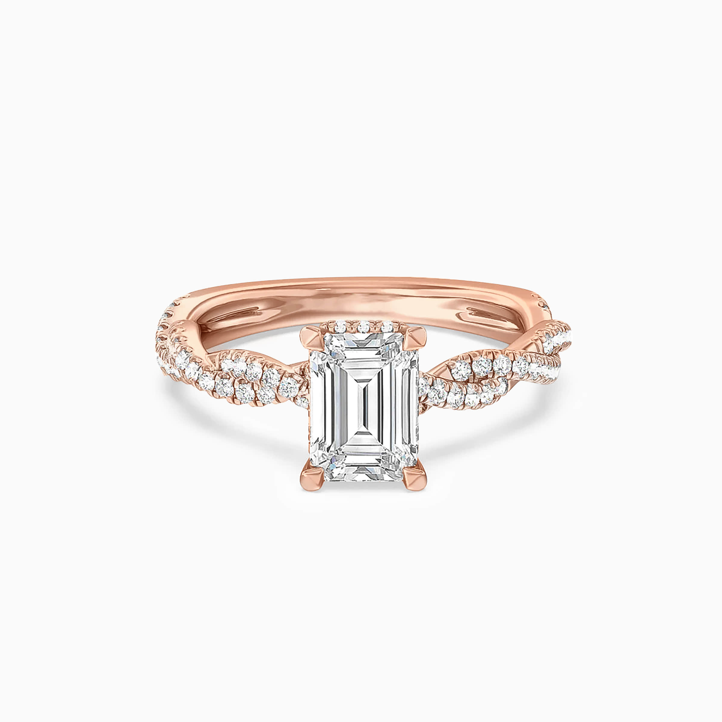 Darry Ring emerald cut twisted band enaggement ring rose gold