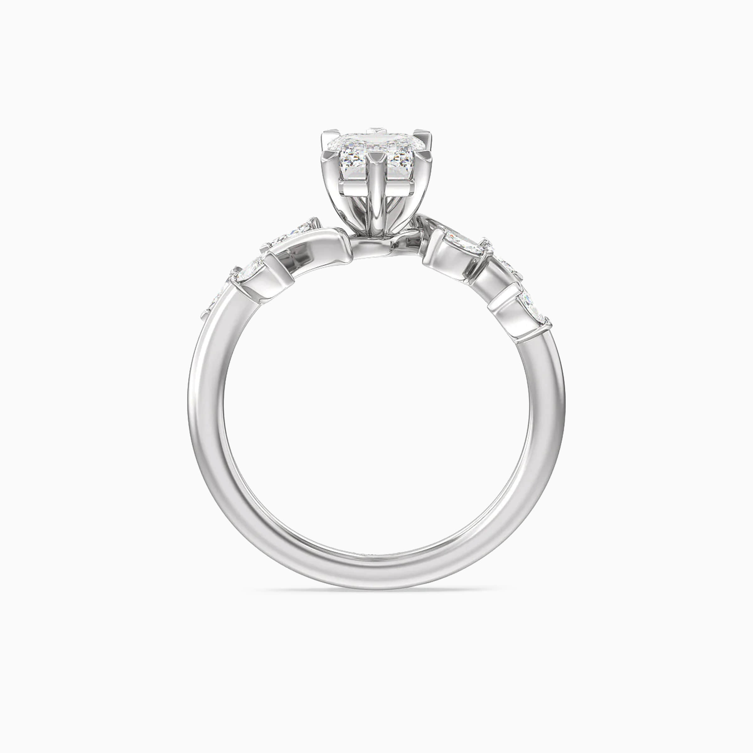 Darry Ring emerald cut vine engagement ring front view