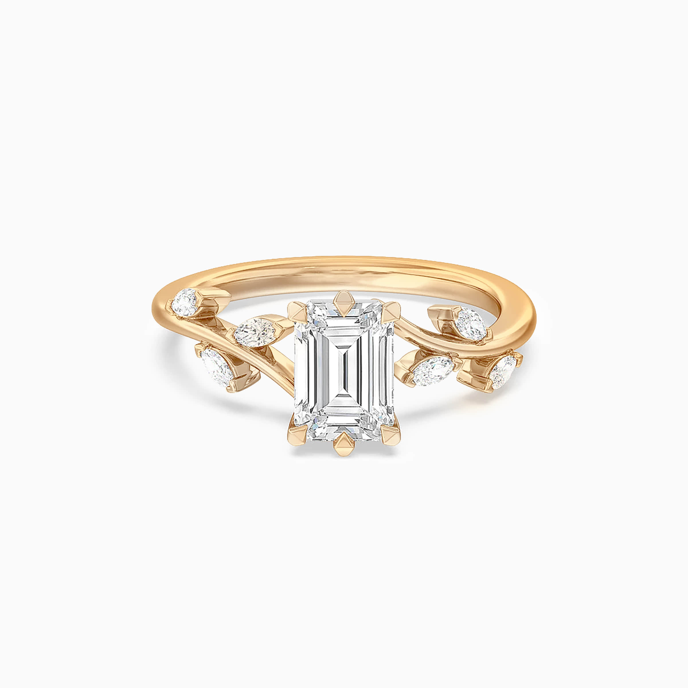 Darry Ring emerald cut vine engagement ring yellow gold