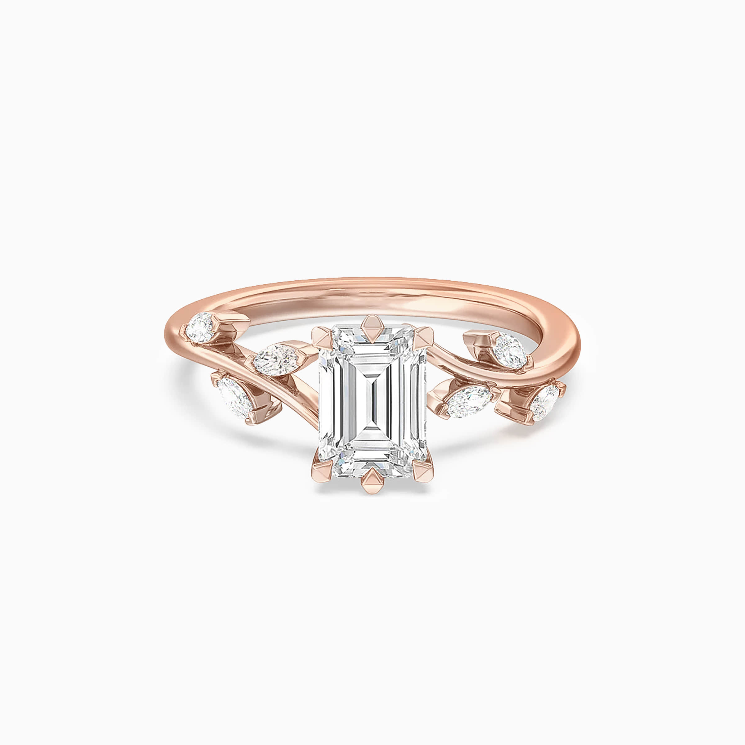 Darry Ring emerald cut vine engagement ring rose gold