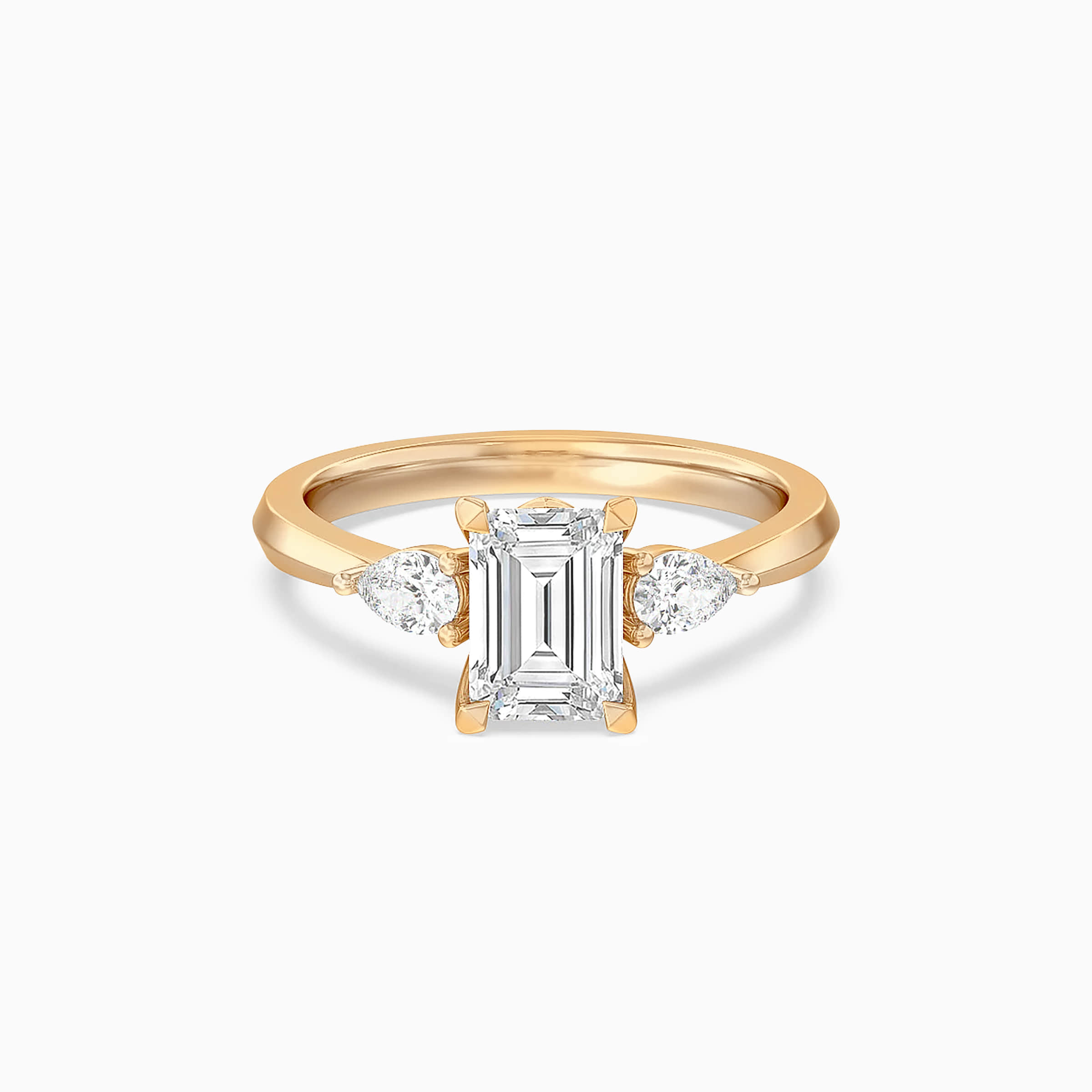 Darry Ring 3 stone emerald cut ring in yellow gold