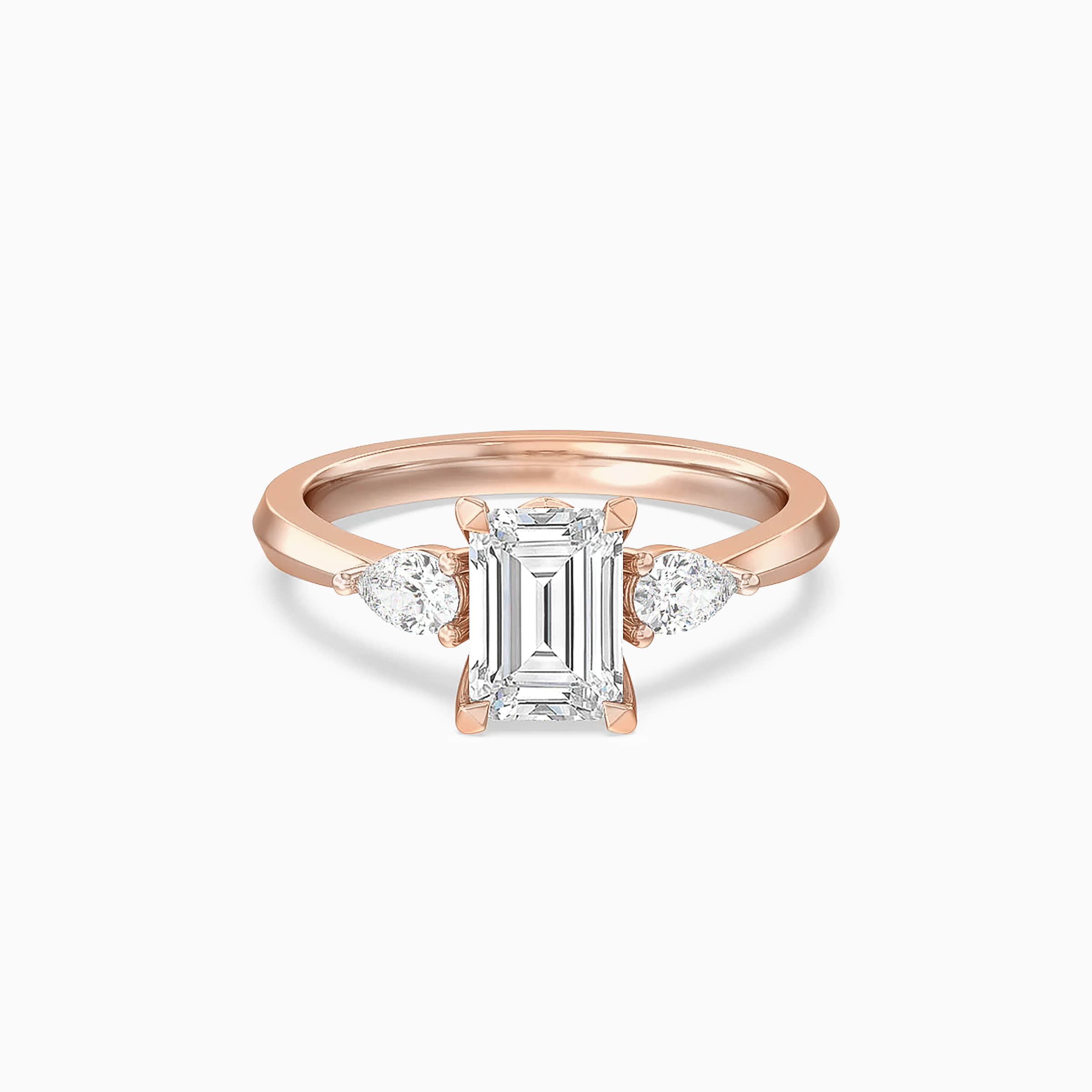 Darry Ring 3 stone emerald cut ring in rose gold