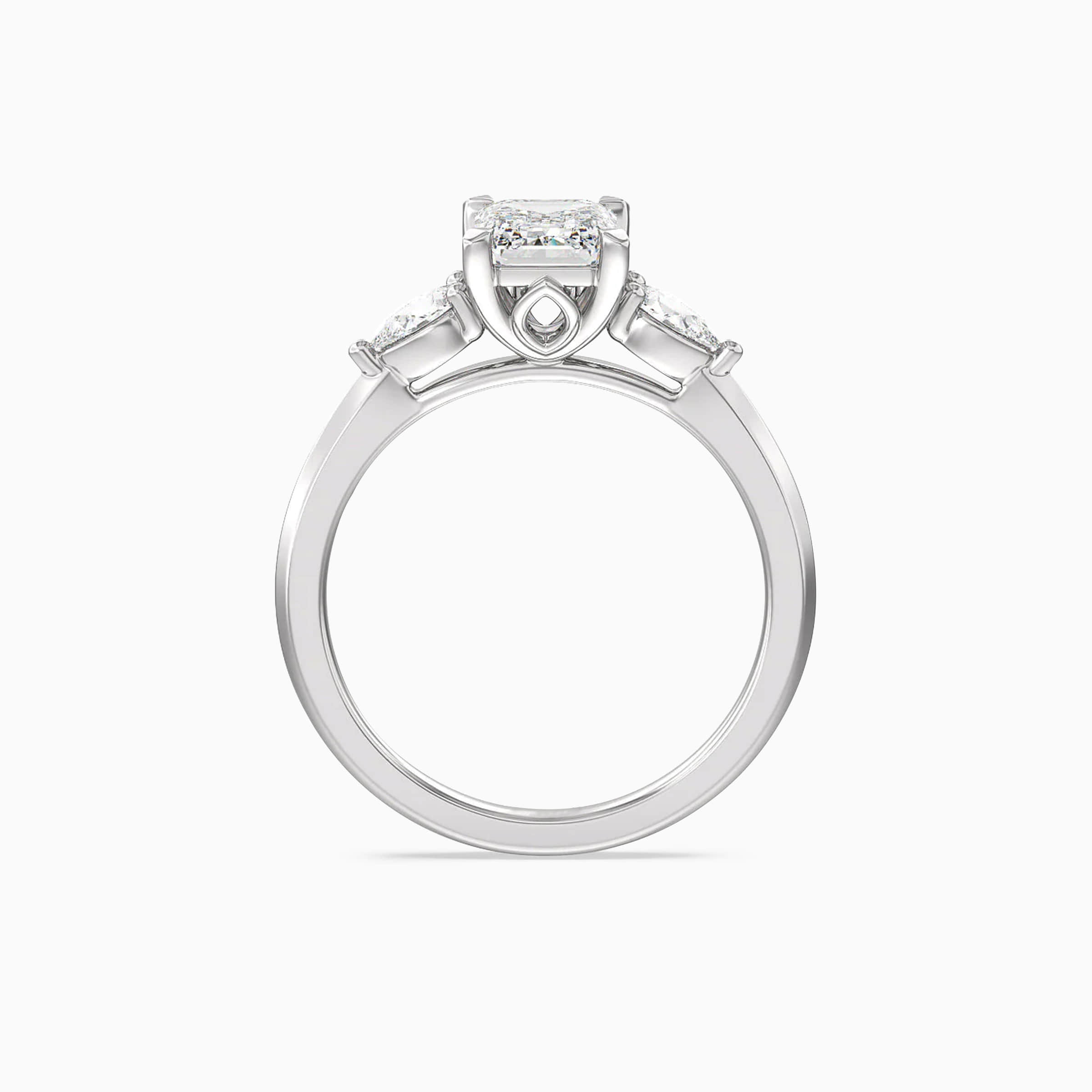Darry Ring 3 stone emerald cut ring in platinum