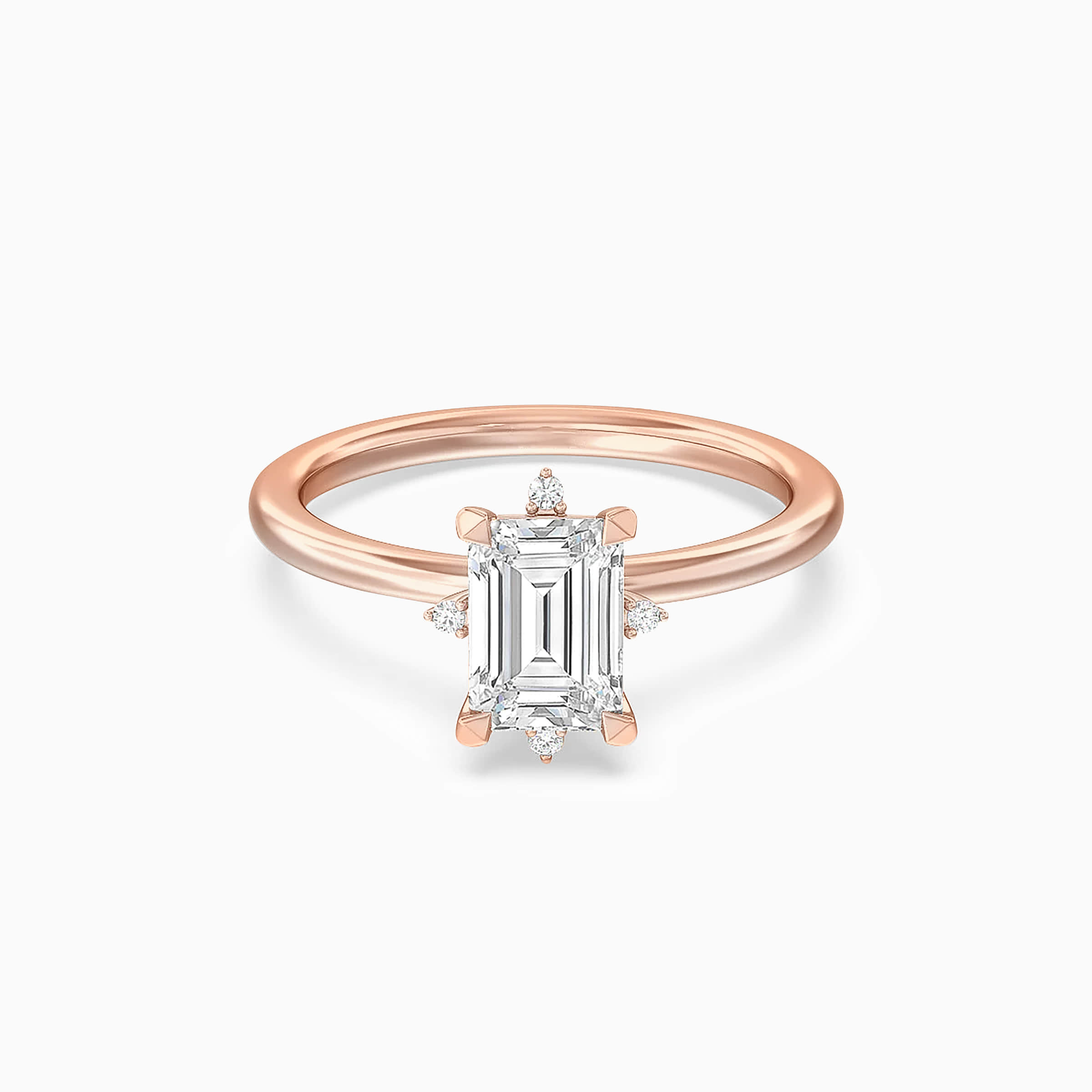Darry Ring classic emerald cut engagement ring in rose gold