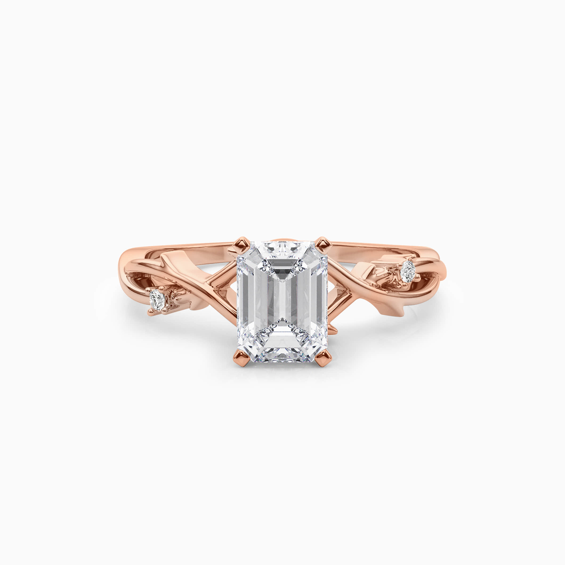 Darry Ring emerald cut engagement ring with twisted band in rose gold