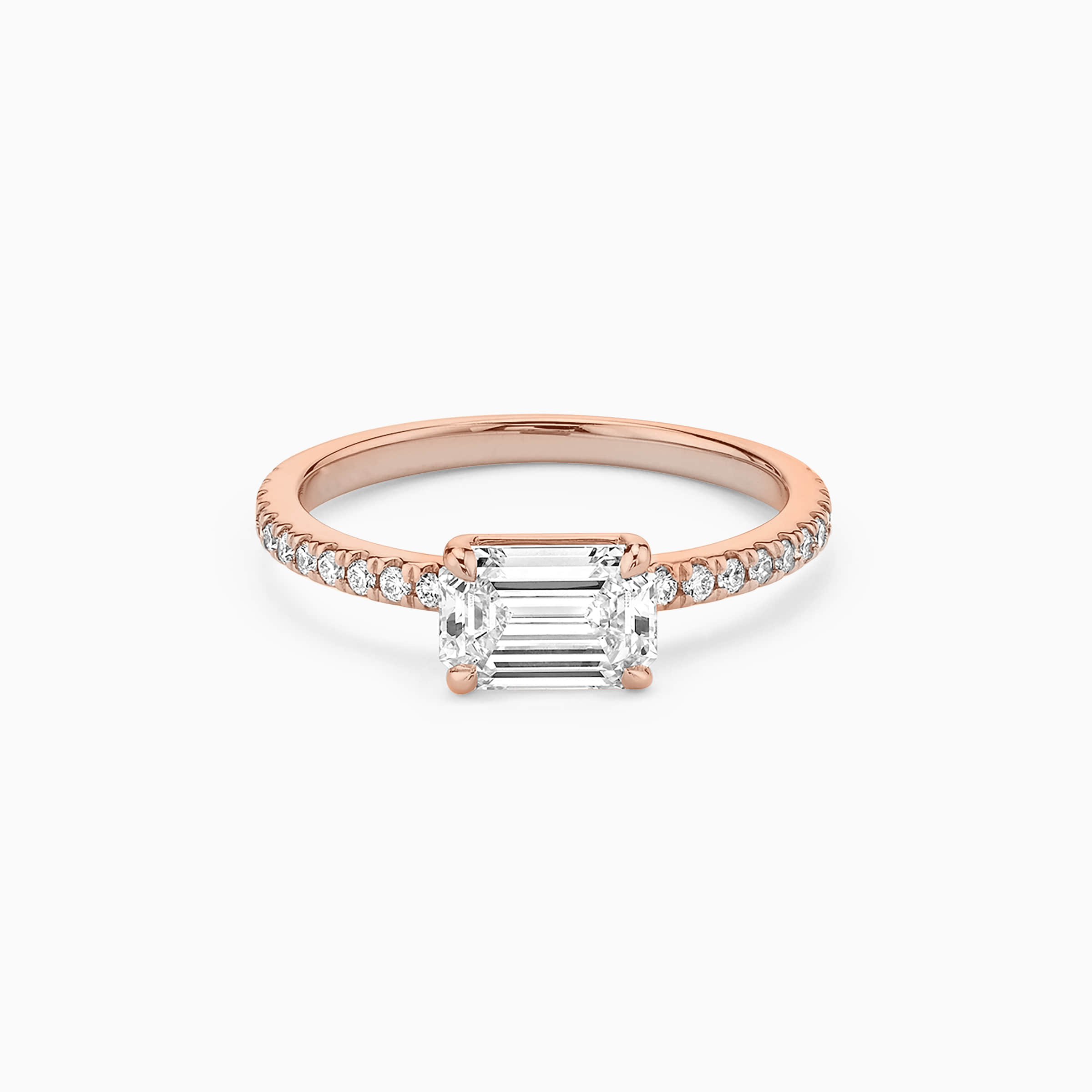 Darry Ring emerald cut east west ring rose gold