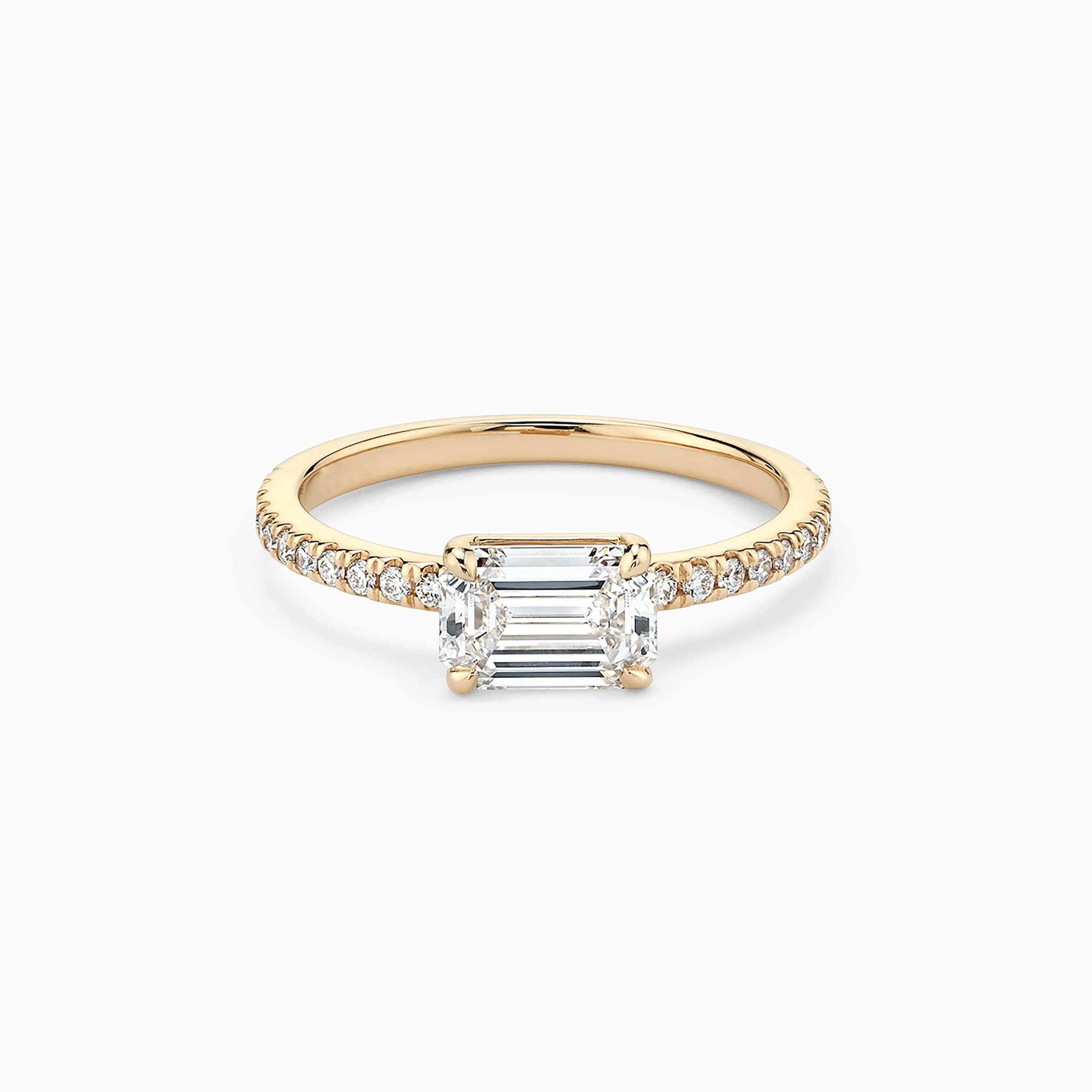 Darry Ring emerald cut east west ring yellow gold