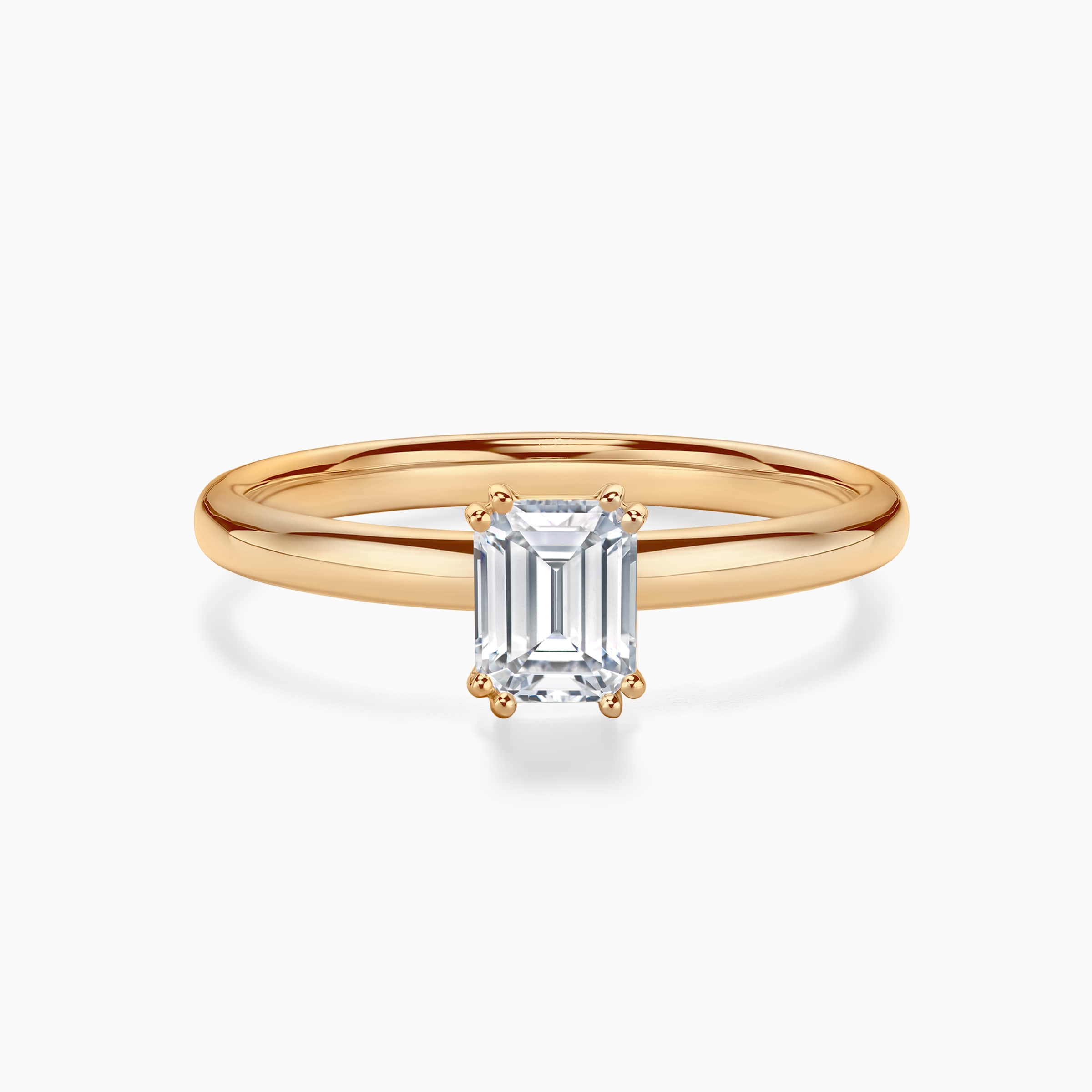 DR forever emerald cut solitaire ring yellow gold