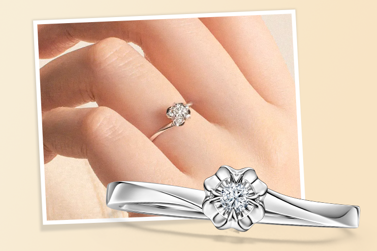 DR BELIEVE Round Solitaire Rose Bypass Promise Ring