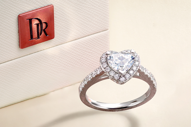 DR HEART Heart Shaped Halo Pavé Engagement Ring