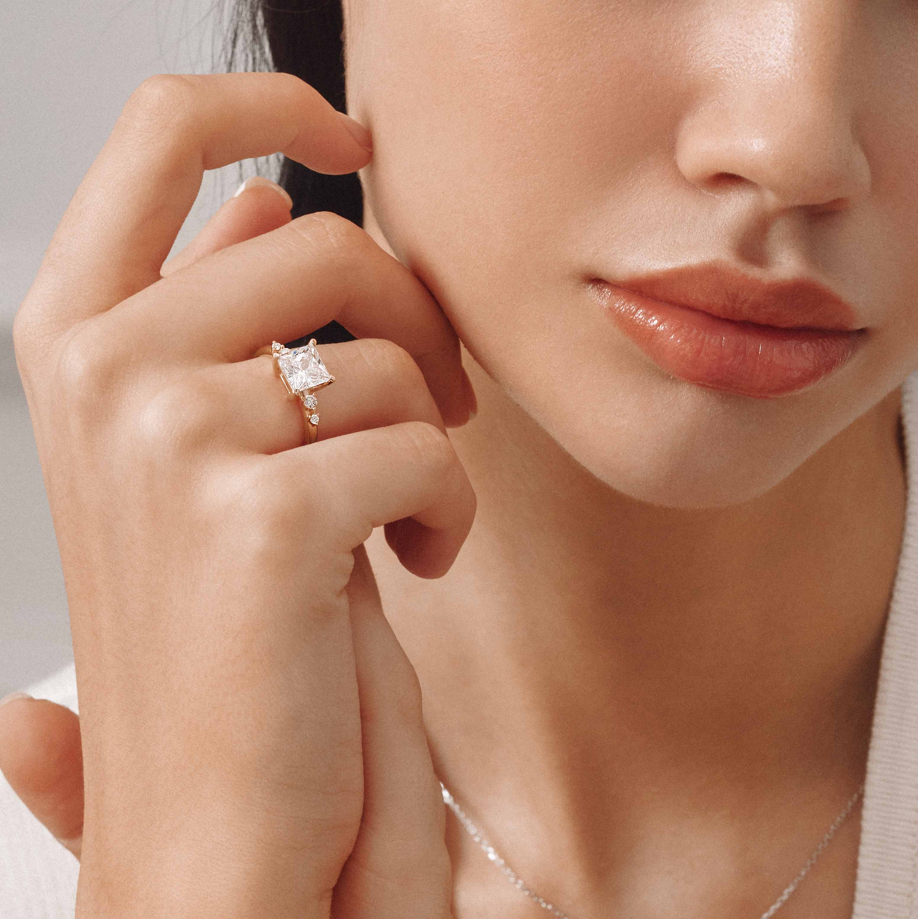 Princess Cut Engagement Ring with Side Stones Darry Ring