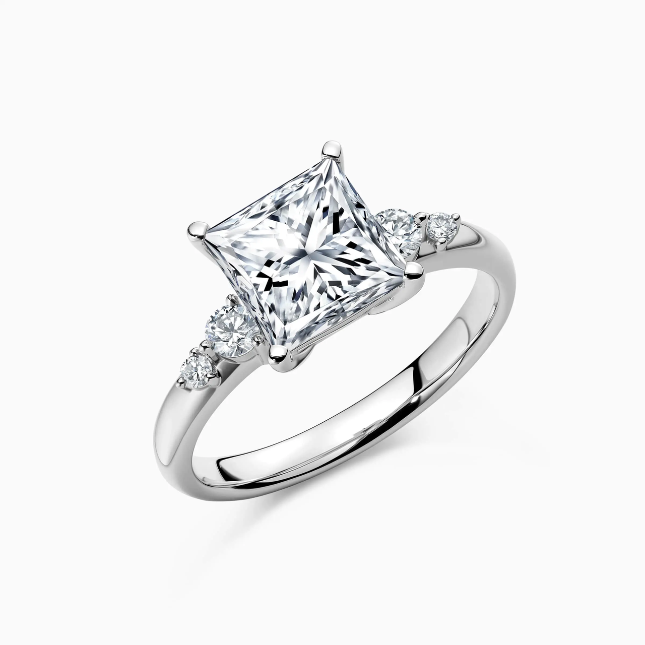 Three Stone Princess Cut Ring