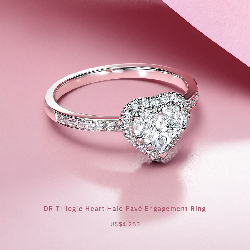 DR Trilogie Heart Halo Pavé Engagement Ring