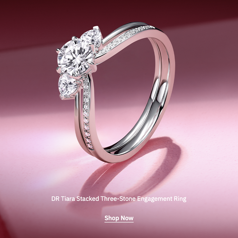 DR Tiara Stacked Three-Stone Engagement Ring