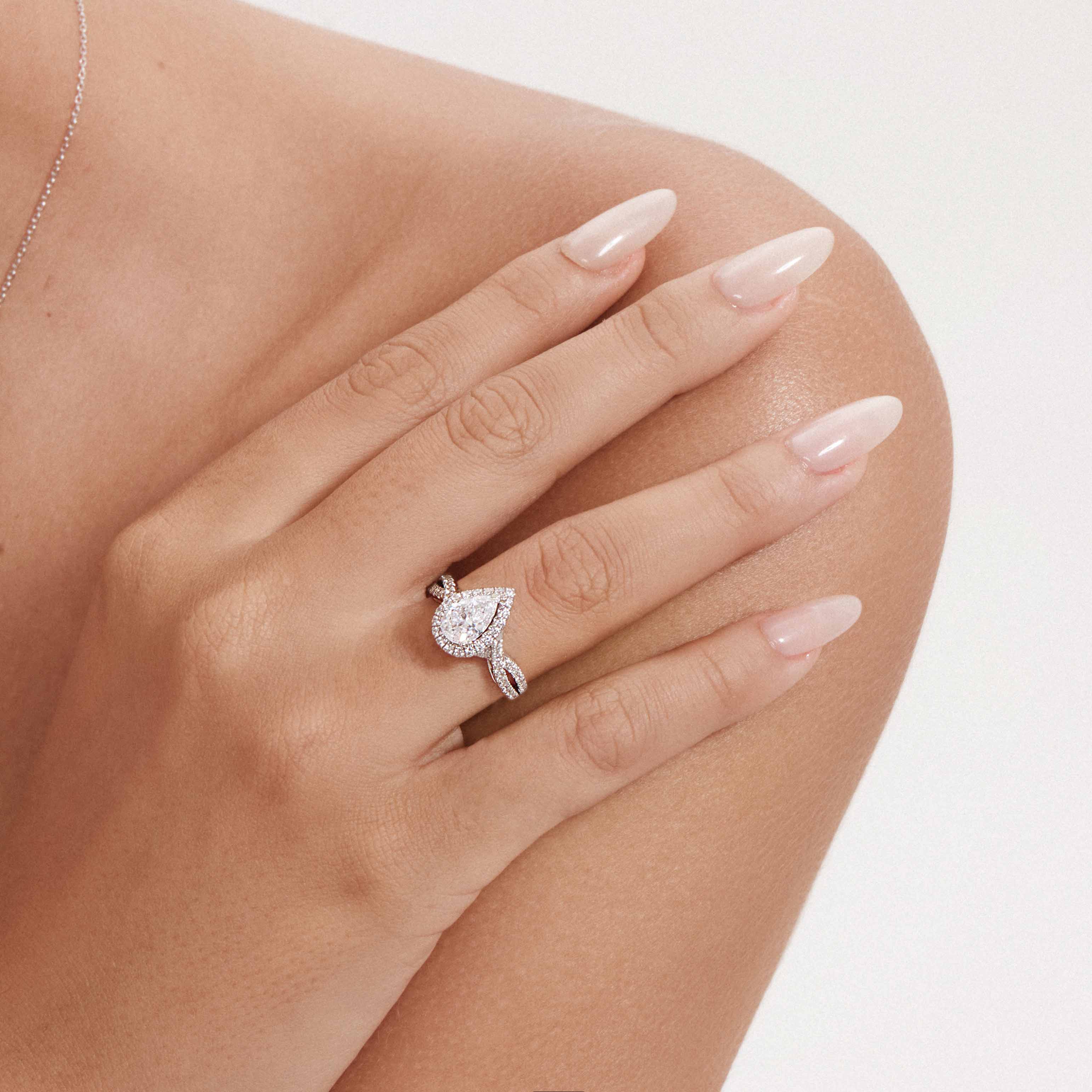 DR FOREVER Pear-cut Halo Pavé Engagement Ring