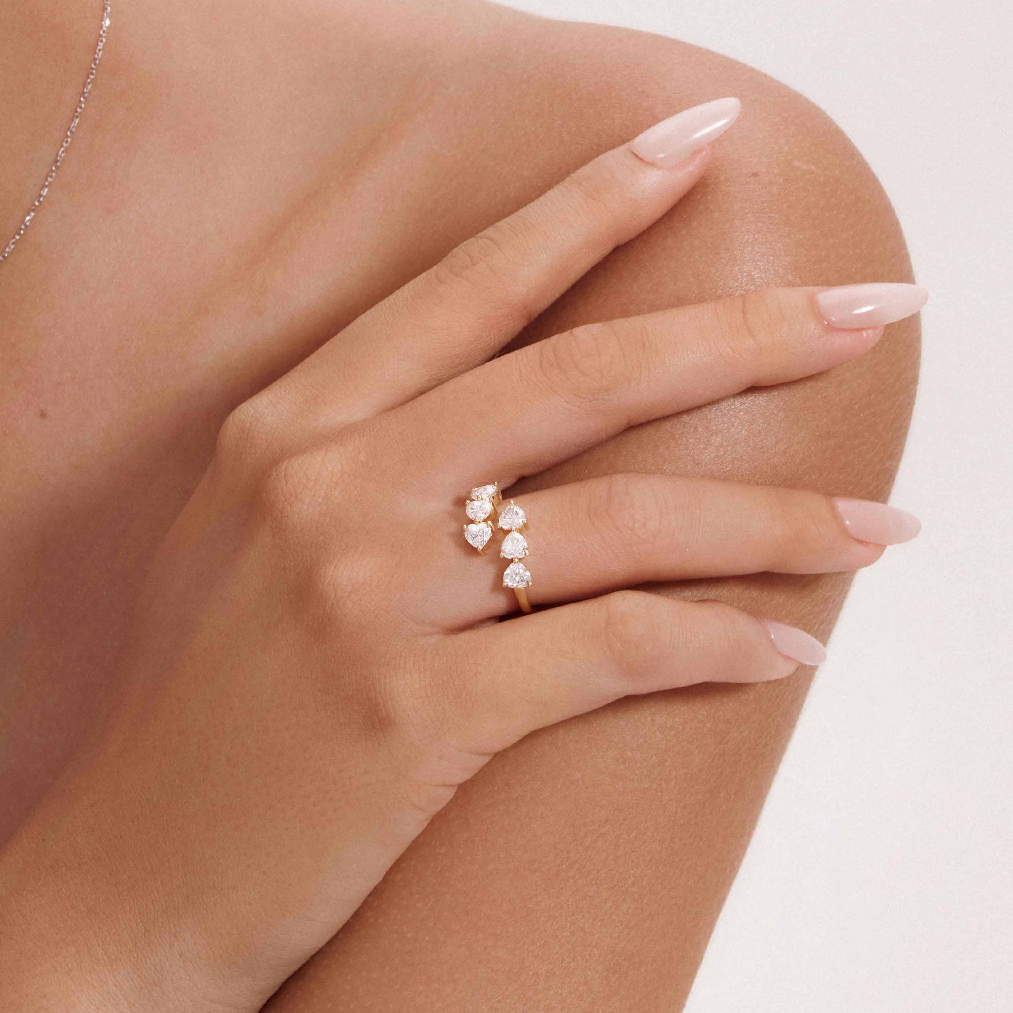 DR Engagement RingsDR Cluster Heart-Shape Moissanite Open Promise